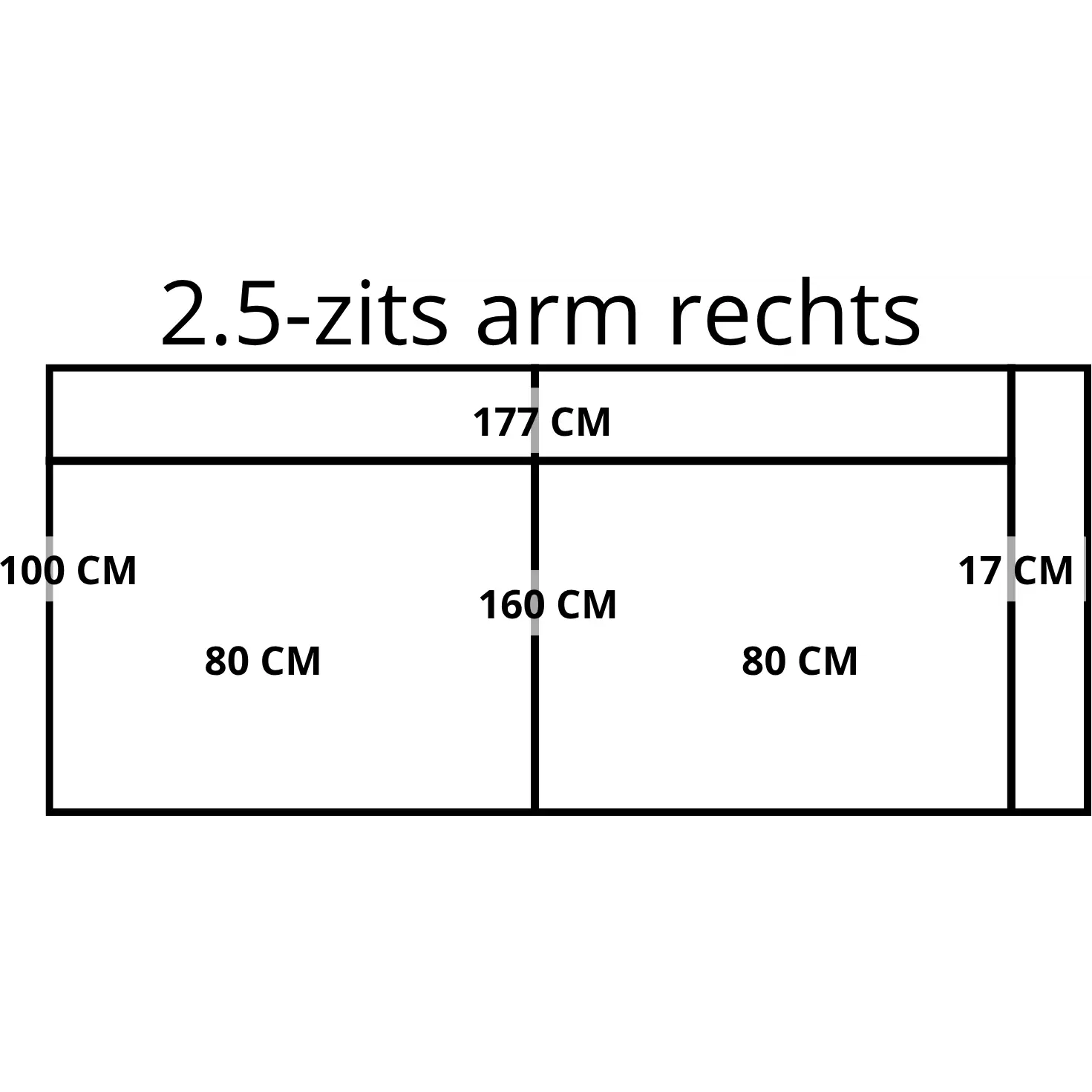 afbeelding van Leren elementenbank Match - element 2.5 zits arm rechts